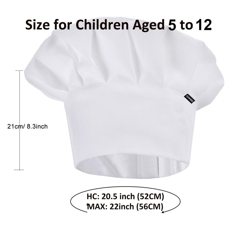 ESHATO 3 Pack Kids Chef Hat, Adjustable Elastic Cotton Cooking Cap for Children White - Image 2